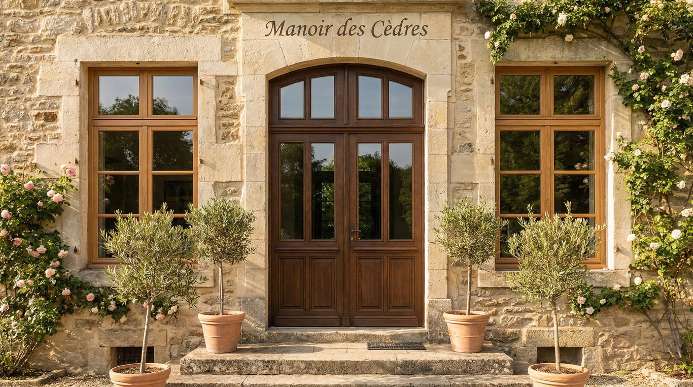 Porte d'entrée monumentale bois et verre