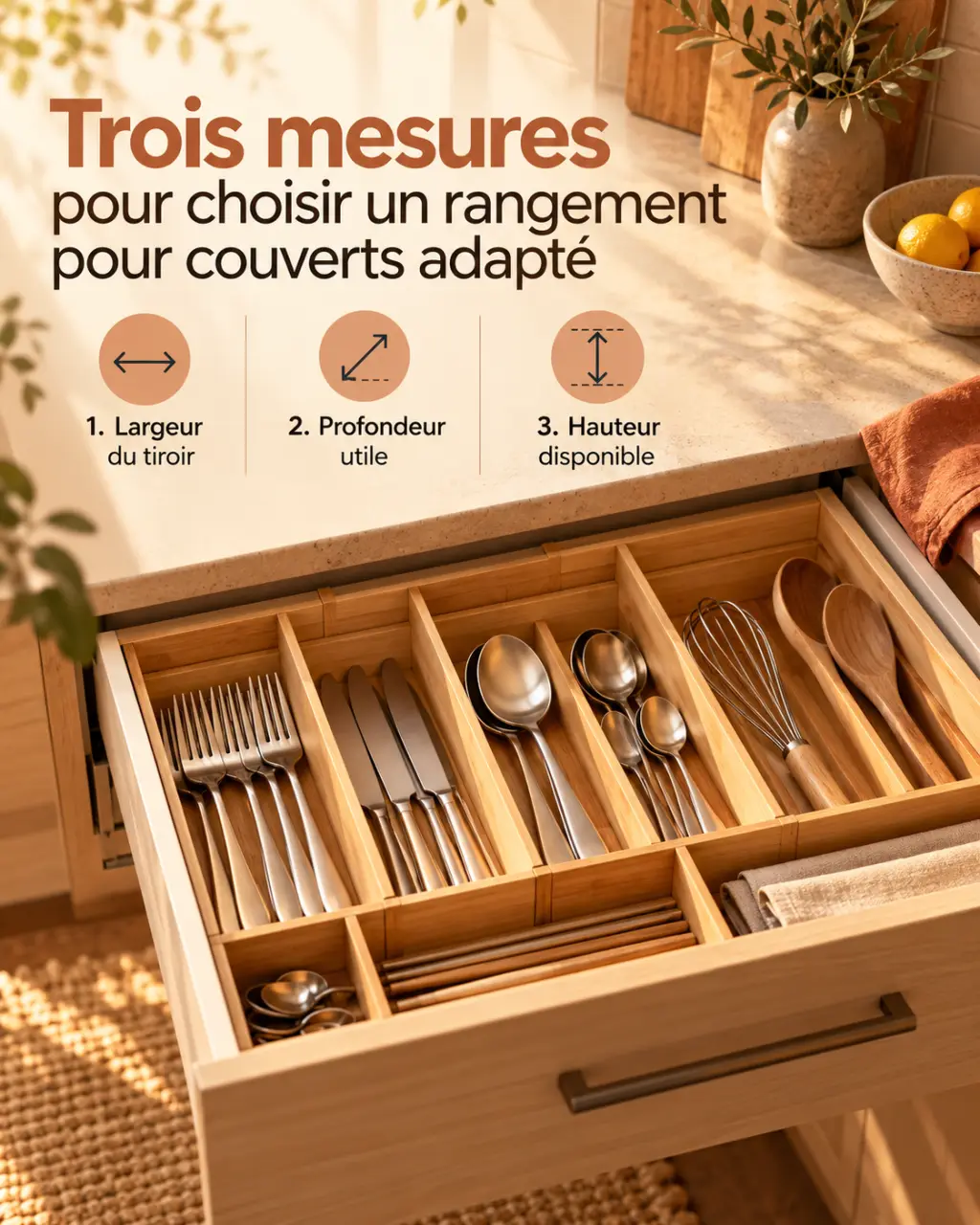Trois mesures pour choisir un rangement pour couverts adapté