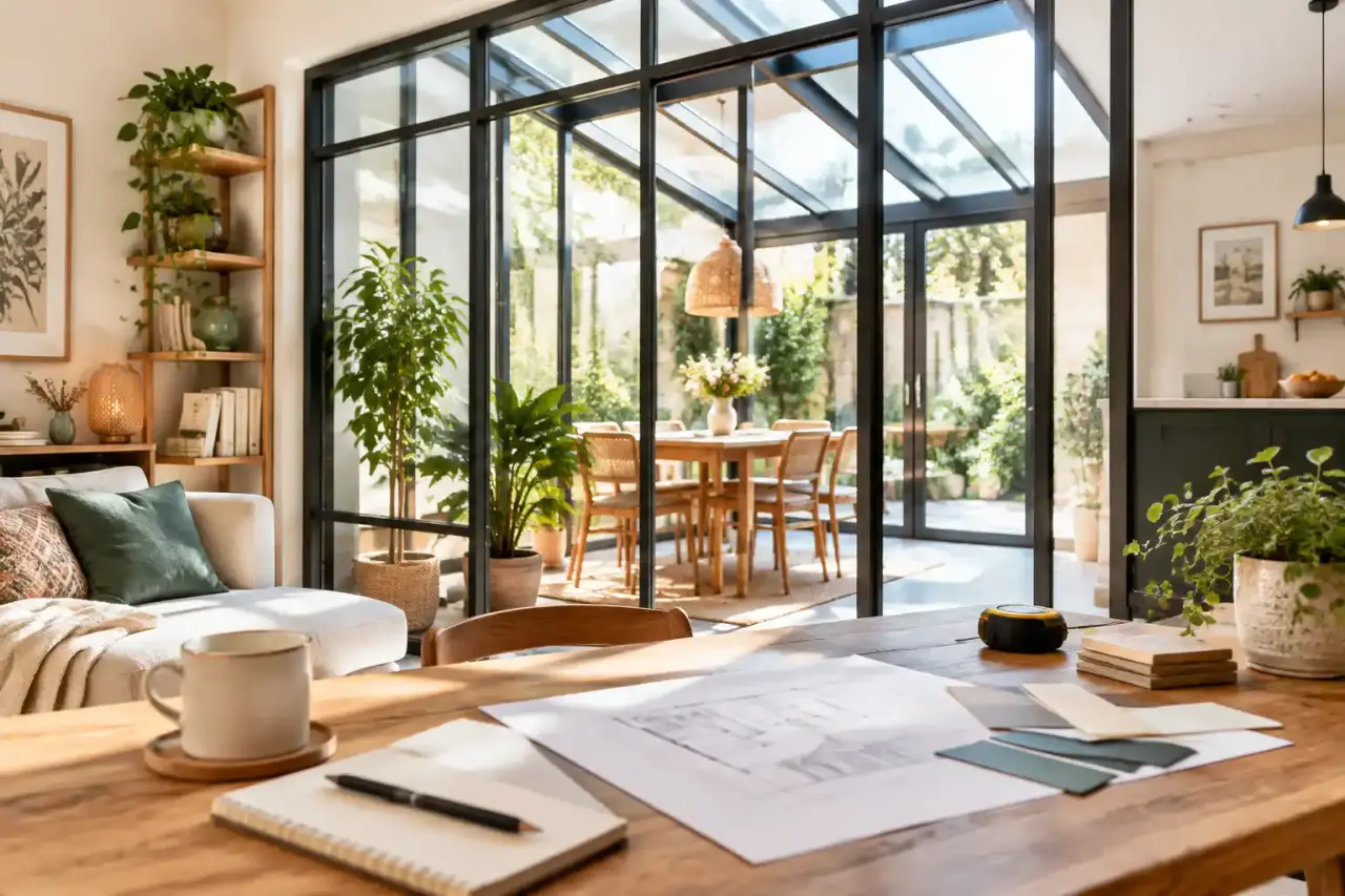 Verrière sur mesure baignée de lumière naturelle dans un intérieur élégant