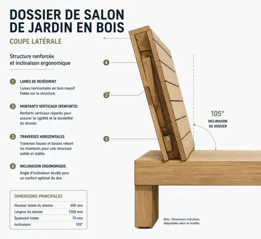 Schéma technique du renfort structurel pour la fabrication d'un salon de jardin