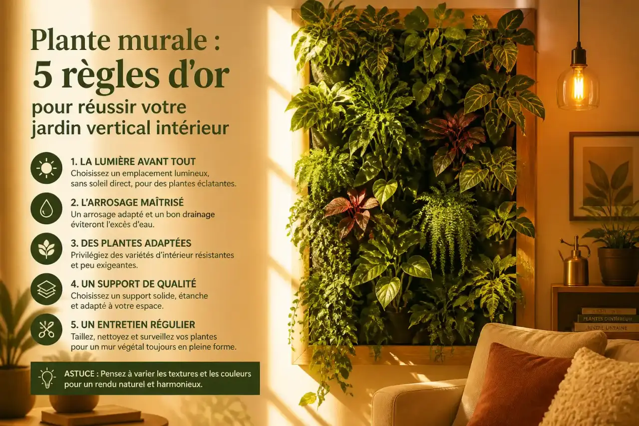 Plante murale : 5 règles d'or pour réussir votre jardin vertical intérieur