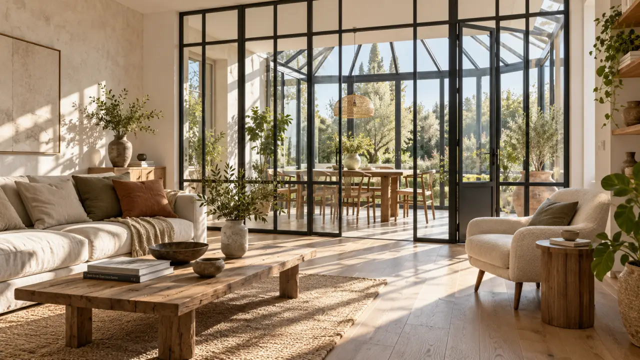 Verrière sur mesure baignée de lumière naturelle dans un intérieur élégant