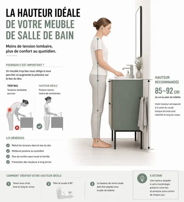 Ergonomie et hauteur d'un meuble salle de bain sur pied