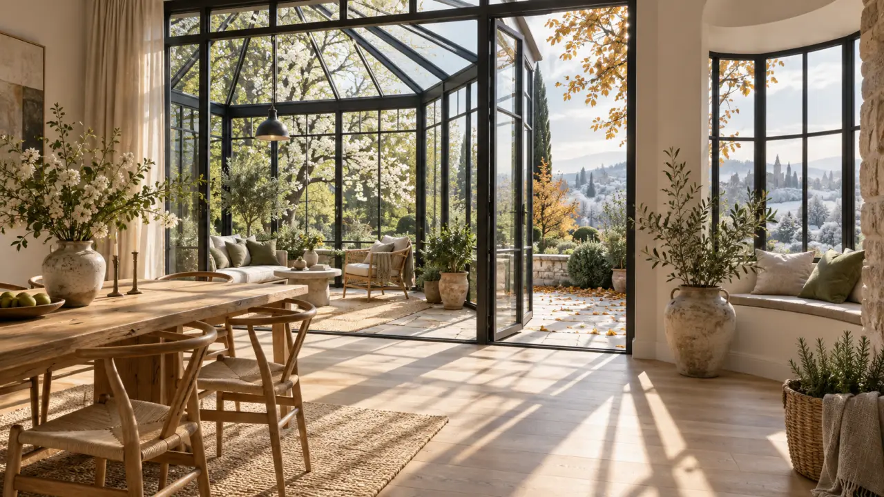 Verrière sur mesure baignée de lumière naturelle dans un intérieur élégant