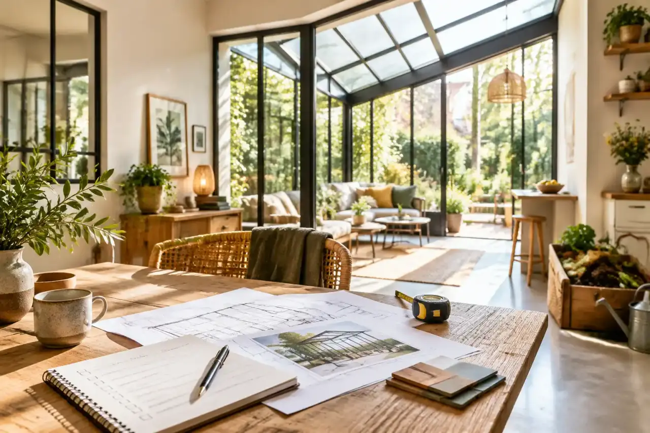 Verrière sur mesure baignée de lumière naturelle dans un intérieur élégant