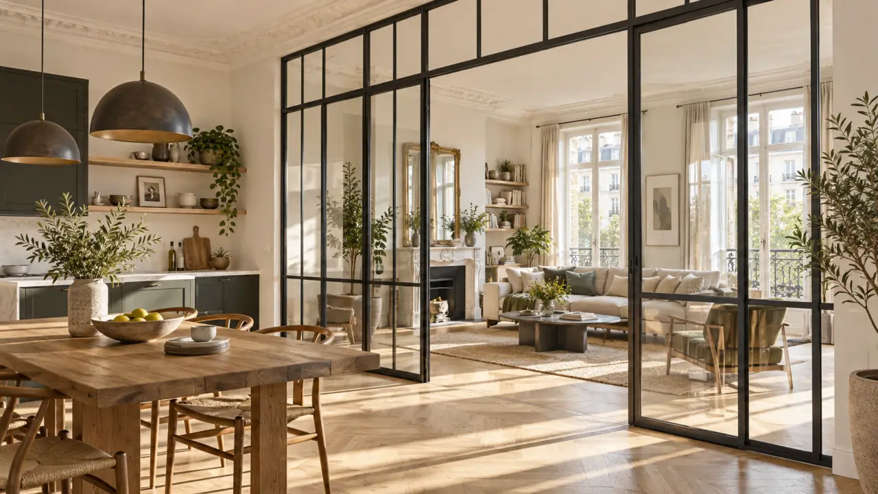 Verrière sur mesure apportant de la lumière naturelle dans un intérieur chaleureux
