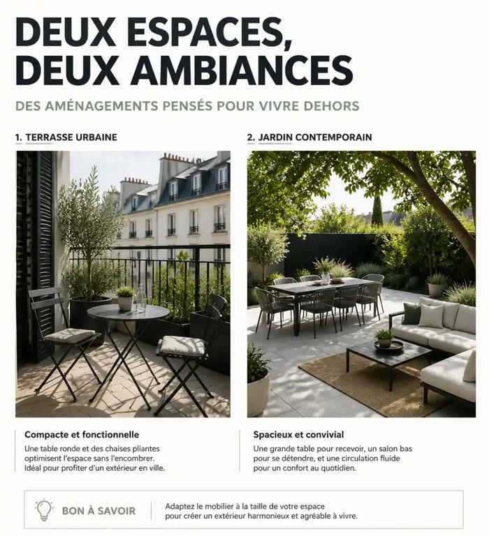 Table et salon de jardin : inspirations pour petite terrasse et grand jardin